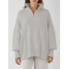 image:imageANRABESS Womens Oversized Quarter Zip Pullover Sweaters  Fall Fashion Outfits Long Sleeve Slit Side Baggy Loose Fit 14 Zip Lapel Collared Ribbed Knit Soft Warm Winter ClothingGray