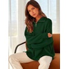 image:imageANRABESS Womens Oversized Quarter Zip Pullover Sweaters  Fall Fashion Outfits Long Sleeve Slit Side Baggy Loose Fit 14 Zip Lapel Collared Ribbed Knit Soft Warm Winter ClothingDark Green