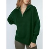 image:imageANRABESS Womens Oversized Quarter Zip Pullover Sweaters  Fall Fashion Outfits Long Sleeve Slit Side Baggy Loose Fit 14 Zip Lapel Collared Ribbed Knit Soft Warm Winter ClothingDark Green