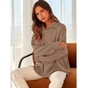 image:imageANRABESS Womens Oversized Quarter Zip Pullover Sweaters  Fall Fashion Outfits Long Sleeve Slit Side Baggy Loose Fit 14 Zip Lapel Collared Ribbed Knit Soft Warm Winter ClothingBrown