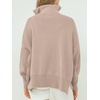 image:imageANRABESS Womens Oversized Quarter Zip Pullover Sweaters  Fall Fashion Outfits Long Sleeve Slit Side Baggy Loose Fit 14 Zip Lapel Collared Ribbed Knit Soft Warm Winter ClothingSand