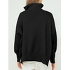 image:imageANRABESS Womens Oversized Quarter Zip Pullover Sweaters  Fall Fashion Outfits Long Sleeve Slit Side Baggy Loose Fit 14 Zip Lapel Collared Ribbed Knit Soft Warm Winter ClothingBlack