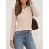 image:imageANRABESS Womens Polo V Neck Long Sleeve Pullover Sweaters  Soft Stretchy Ribbed Knit Shirts Lightweight Comfort  Business Casual Dressy Classic Top Fall Winter OutfitsAlmond