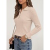 image:imageANRABESS Womens Polo V Neck Long Sleeve Pullover Sweaters  Soft Stretchy Ribbed Knit Shirts Lightweight Comfort  Business Casual Dressy Classic Top Fall Winter OutfitsAlmond