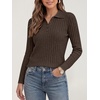 image:imageANRABESS Womens Polo V Neck Long Sleeve Pullover Sweaters  Soft Stretchy Ribbed Knit Shirts Lightweight Comfort  Business Casual Dressy Classic Top Fall Winter OutfitsTaupe