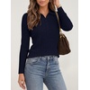 image:imageANRABESS Womens Polo V Neck Long Sleeve Pullover Sweaters  Soft Stretchy Ribbed Knit Shirts Lightweight Comfort  Business Casual Dressy Classic Top Fall Winter OutfitsNavy Blue