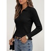 image:imageANRABESS Womens Polo V Neck Long Sleeve Pullover Sweaters  Soft Stretchy Ribbed Knit Shirts Lightweight Comfort  Business Casual Dressy Classic Top Fall Winter OutfitsBlack