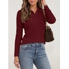 image:imageANRABESS Womens Polo V Neck Long Sleeve Pullover Sweaters  Soft Stretchy Ribbed Knit Shirts Lightweight Comfort  Business Casual Dressy Classic Top Fall Winter OutfitsRed