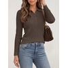 image:imageANRABESS Womens Polo V Neck Long Sleeve Pullover Sweaters  Soft Stretchy Ribbed Knit Shirts Lightweight Comfort  Business Casual Dressy Classic Top Fall Winter OutfitsTaupe