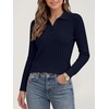 image:imageANRABESS Womens Polo V Neck Long Sleeve Pullover Sweaters  Soft Stretchy Ribbed Knit Shirts Lightweight Comfort  Business Casual Dressy Classic Top Fall Winter OutfitsNavy Blue