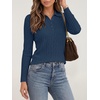 image:imageANRABESS Womens Polo V Neck Long Sleeve Pullover Sweaters  Soft Stretchy Ribbed Knit Shirts Lightweight Comfort  Business Casual Dressy Classic Top Fall Winter OutfitsBlue