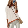image:imageANRABESS Sweaters for Women Striped Top Fall Outfits  Color Block Long Sleeve Shirts Crewneck High Low Hem Soft Lightweight Knit Pullover Sweater Loose Fit Casual Daily WearApricot White Orange
