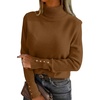 image:imageANRABESS Turtleneck Sweaters for Women Long Sleeve Tops  2026 Fall Winter Fashion Clothes Office Work Daily Wear Dressy Casual Outfits Soft Knitted Ribbed ButtonCuff Pullover TopDeep Caramel