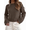 image:imageANRABESS Womens Cropped Crewneck Long Sleeve Pullover Sweaters  Lightweight Business Casual Shirts Fall Soft Ribbed Hem Rolled Cuffs Knit Tops Daily Office Work Winter Layer ClothesTaupe