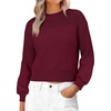 image:imageANRABESS Womens Long Sleeve Sweaters Cropped Crew Neck  Soft Warm Cozy Chunky RibbedCasual Cozy Comfy Pullover Tops Fall Winter Daily Wear Outfits ClothesWine Red