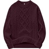 image:imageANRABESS Womens Oversized Cable Knitted Sweater Fall Outfits  Chunky Soft PulloverCrew Neck Long Sleeve Loose FitClassic Cute Vintage 90s StyleWarm Comfort Travel Winter ClothesWine Red