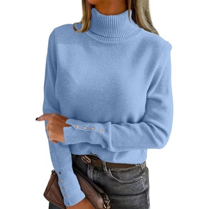 image:imageANRABESS Turtleneck Sweaters for Women Long Sleeve Tops  2026 Fall Winter Fashion Clothes Office Work Daily Wear Dressy Casual Outfits Soft Knitted Ribbed ButtonCuff Pullover TopSky