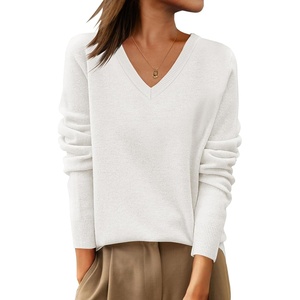 image:imageANRABESS Womens 100 Wool Sweaters V Neck Long Sleeve Work Business Casual Basic Pullover Sweater Tops 2026 Fall OutfitsBeige