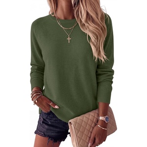 image:imageANRABESS Womens Crewneck Long Sleeve Knit Sweater  Soft Lightweight Loose Fit Basic Pullover TopsCasual OfficeLayering Daily WearFall Winter OutfitsArmy Green
