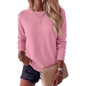 image:imageANRABESS Womens Crewneck Long Sleeve Knit Sweater  Soft Lightweight Loose Fit Basic Pullover TopsCasual OfficeLayering Daily WearFall Winter OutfitsCoral Pink