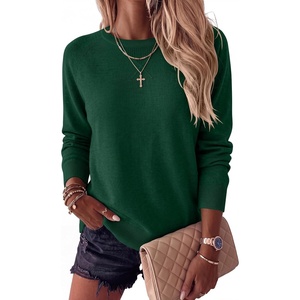 image:imageANRABESS Womens Crewneck Long Sleeve Knit Sweater  Soft Lightweight Loose Fit Basic Pullover TopsCasual OfficeLayering Daily WearFall Winter OutfitsForest Green