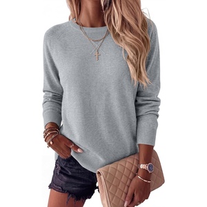 image:imageANRABESS Womens Crewneck Long Sleeve Knit Sweater  Soft Lightweight Loose Fit Basic Pullover TopsCasual OfficeLayering Daily WearFall Winter OutfitsLight Gray