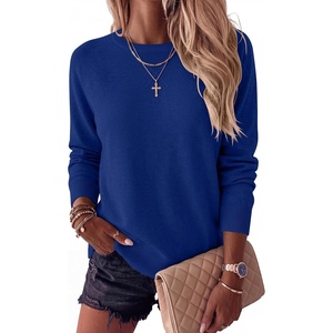 image:imageANRABESS Womens Crewneck Long Sleeve Knit Sweater  Soft Lightweight Loose Fit Basic Pullover TopsCasual OfficeLayering Daily WearFall Winter OutfitsRoyal Blue