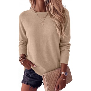 image:imageANRABESS Womens Crewneck Long Sleeve Knit Sweater  Soft Lightweight Loose Fit Basic Pullover TopsCasual OfficeLayering Daily WearFall Winter OutfitsWarm Khaki