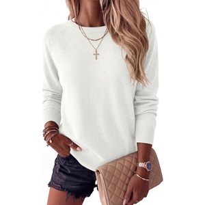 image:imageANRABESS Womens Crewneck Long Sleeve Knit Sweater  Soft Lightweight Loose Fit Basic Pullover TopsCasual OfficeLayering Daily WearFall Winter OutfitsWhite