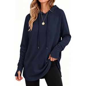 image:imageANRABESS Womens Hoodies Long Sleeve Loose Fit Tunic Tops  Drawstring Fleece Sweatshirts with Thumb Hole Soft Comfy Lightweight Casual Daily Travel Wear Fall Winter OutfitsNavy Blue