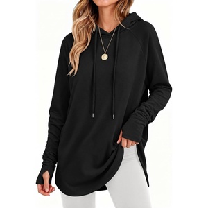 image:imageANRABESS Womens Hoodies Long Sleeve Loose Fit Tunic Tops  Drawstring Fleece Sweatshirts with Thumb Hole Soft Comfy Lightweight Casual Daily Travel Wear Fall Winter OutfitsBlack