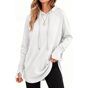 image:imageANRABESS Womens Hoodies Long Sleeve Loose Fit Tunic Tops  Drawstring Fleece Sweatshirts with Thumb Hole Soft Comfy Lightweight Casual Daily Travel Wear Fall Winter OutfitsWhite