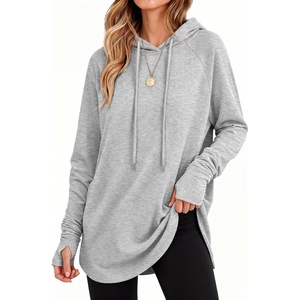 image:imageANRABESS Womens Hoodies Long Sleeve Loose Fit Tunic Tops  Drawstring Fleece Sweatshirts with Thumb Hole Soft Comfy Lightweight Casual Daily Travel Wear Fall Winter OutfitsGrey
