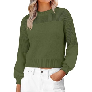 image:imageANRABESS Womens Long Sleeve Sweaters Cropped Crew Neck  Soft Warm Cozy Chunky RibbedCasual Cozy Comfy Pullover Tops Fall Winter Daily Wear Outfits ClothesArmy Green