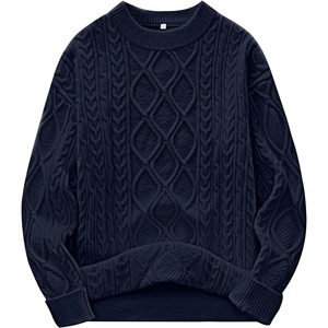 image:imageANRABESS Womens Oversized Cable Knitted Sweater Fall Outfits  Chunky Soft PulloverCrew Neck Long Sleeve Loose FitClassic Cute Vintage 90s StyleWarm Comfort Travel Winter ClothesNavy Blue