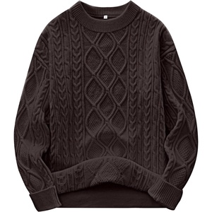 image:imageANRABESS Womens Oversized Cable Knitted Sweater Fall Outfits  Chunky Soft PulloverCrew Neck Long Sleeve Loose FitClassic Cute Vintage 90s StyleWarm Comfort Travel Winter ClothesCoffee