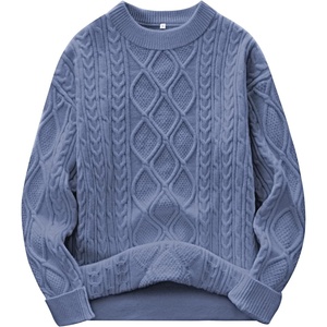 image:imageANRABESS Womens Oversized Cable Knitted Sweater Fall Outfits  Chunky Soft PulloverCrew Neck Long Sleeve Loose FitClassic Cute Vintage 90s StyleWarm Comfort Travel Winter ClothesBlue