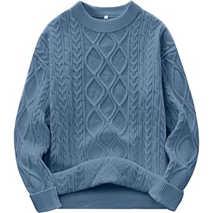 image:imageANRABESS Womens Oversized Cable Knitted Sweater Fall Outfits  Chunky Soft PulloverCrew Neck Long Sleeve Loose FitClassic Cute Vintage 90s StyleWarm Comfort Travel Winter ClothesGrey Blue