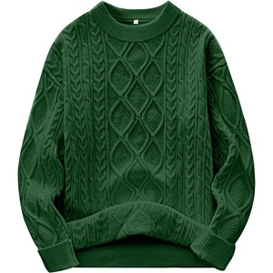 image:imageANRABESS Womens Oversized Cable Knitted Sweater Fall Outfits  Chunky Soft PulloverCrew Neck Long Sleeve Loose FitClassic Cute Vintage 90s StyleWarm Comfort Travel Winter ClothesGreen
