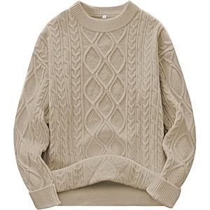 image:imageANRABESS Womens Oversized Cable Knitted Sweater Fall Outfits  Chunky Soft PulloverCrew Neck Long Sleeve Loose FitClassic Cute Vintage 90s StyleWarm Comfort Travel Winter ClothesKhaki