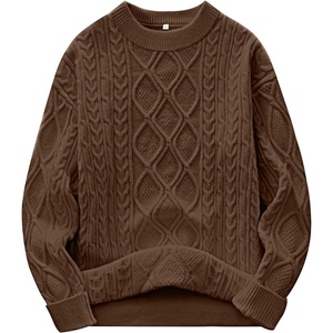 image:imageANRABESS Womens Oversized Cable Knitted Sweater Fall Outfits  Chunky Soft PulloverCrew Neck Long Sleeve Loose FitClassic Cute Vintage 90s StyleWarm Comfort Travel Winter ClothesBrown