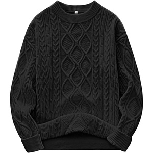 image:imageANRABESS Womens Oversized Cable Knitted Sweater Fall Outfits  Chunky Soft PulloverCrew Neck Long Sleeve Loose FitClassic Cute Vintage 90s StyleWarm Comfort Travel Winter ClothesBlack