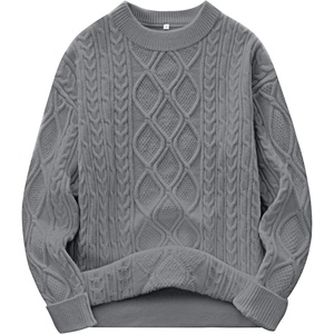 image:imageANRABESS Womens Oversized Cable Knitted Sweater Fall Outfits  Chunky Soft PulloverCrew Neck Long Sleeve Loose FitClassic Cute Vintage 90s StyleWarm Comfort Travel Winter ClothesLight Grey