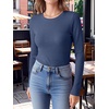 image:imageANRABESS Long Sleeve Shirts for Women Waffle Knit Tops  Crew Neck Slim Fitted TShirtsFall Lightweight SweaterSoft Basic TeeCasual Going Out OutfitsWork Everyday Wear ClothingNavy Blue
