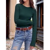 image:imageANRABESS Long Sleeve Shirts for Women Waffle Knit Tops  Crew Neck Slim Fitted TShirtsFall Lightweight SweaterSoft Basic TeeCasual Going Out OutfitsWork Everyday Wear ClothingDeep Green