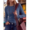 image:imageANRABESS Long Sleeve Shirts for Women Waffle Knit Tops  Crew Neck Slim Fitted TShirtsFall Lightweight SweaterSoft Basic TeeCasual Going Out OutfitsWork Everyday Wear ClothingNavy Blue