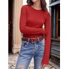 image:imageANRABESS Long Sleeve Shirts for Women Waffle Knit Tops  Crew Neck Slim Fitted TShirtsFall Lightweight SweaterSoft Basic TeeCasual Going Out OutfitsWork Everyday Wear ClothingBright Red