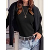 image:imageANRABESS Long Sleeve Shirts for Women Waffle Knit Tops  Crew Neck Slim Fitted TShirtsFall Lightweight SweaterSoft Basic TeeCasual Going Out OutfitsWork Everyday Wear ClothingBlack