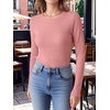 image:imageANRABESS Long Sleeve Shirts for Women Waffle Knit Tops  Crew Neck Slim Fitted TShirtsFall Lightweight SweaterSoft Basic TeeCasual Going Out OutfitsWork Everyday Wear ClothingPink