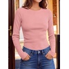 image:imageANRABESS Long Sleeve Shirts for Women Waffle Knit Tops  Crew Neck Slim Fitted TShirtsFall Lightweight SweaterSoft Basic TeeCasual Going Out OutfitsWork Everyday Wear ClothingPink